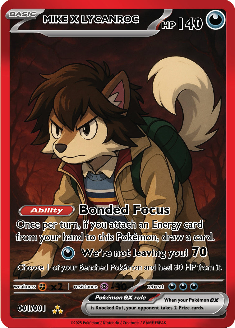 Pokémon x Stranger Things – Mike × Lycanroc